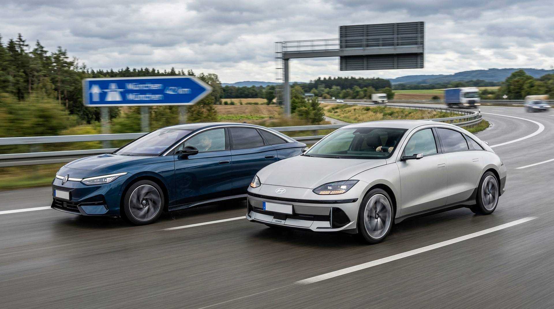 Stromlinien-Duell auf der Langstrecke: Hyundai Ioniq 6 (84 kWh) gegen VW ID.7 Pro S (86 kWh) im Effizienz-Test