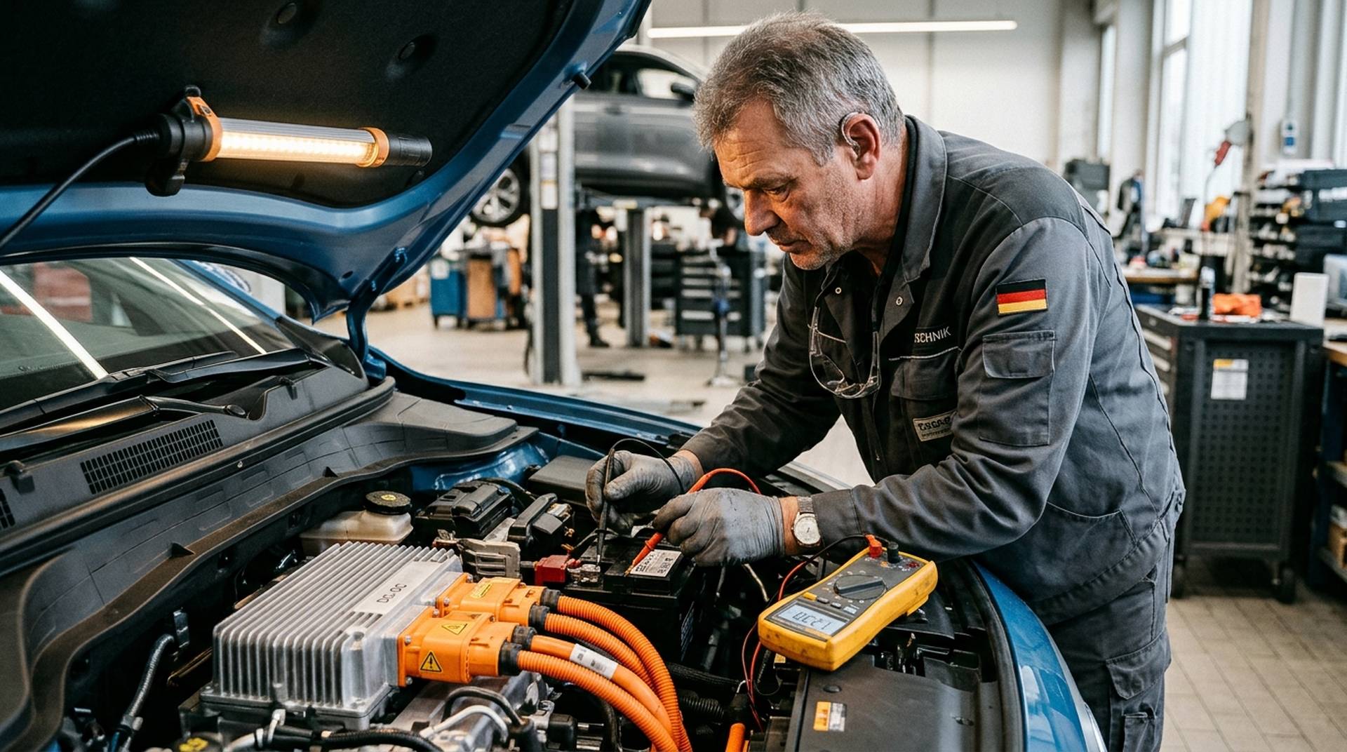 Diagnose der entladenen 12-Volt-Batterie im Hochvolt-Servicebereich eines Elektro-Crossovers